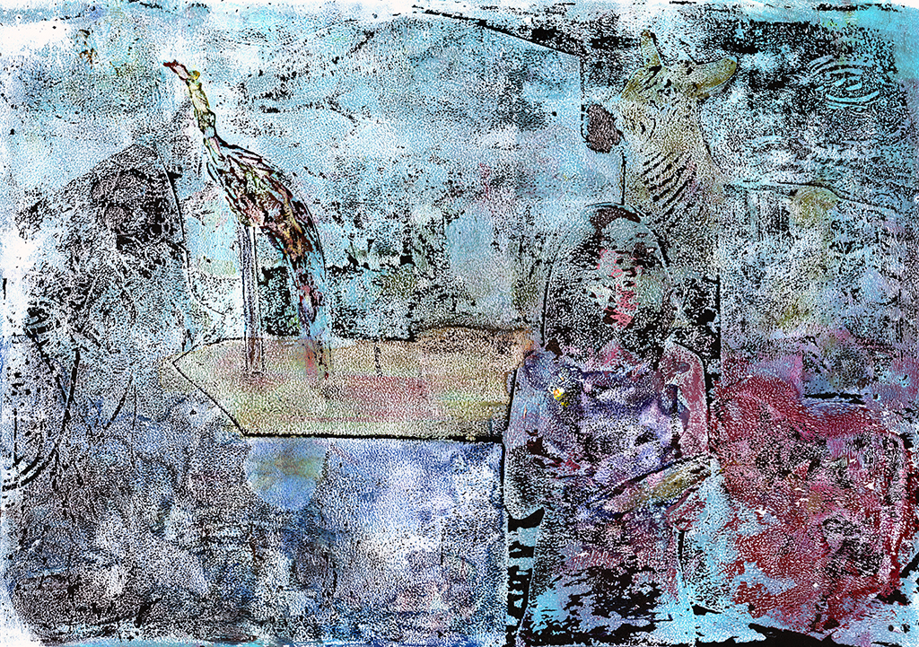 Grafika: Niedoskonały, monotypia, Ula Marz, 2026