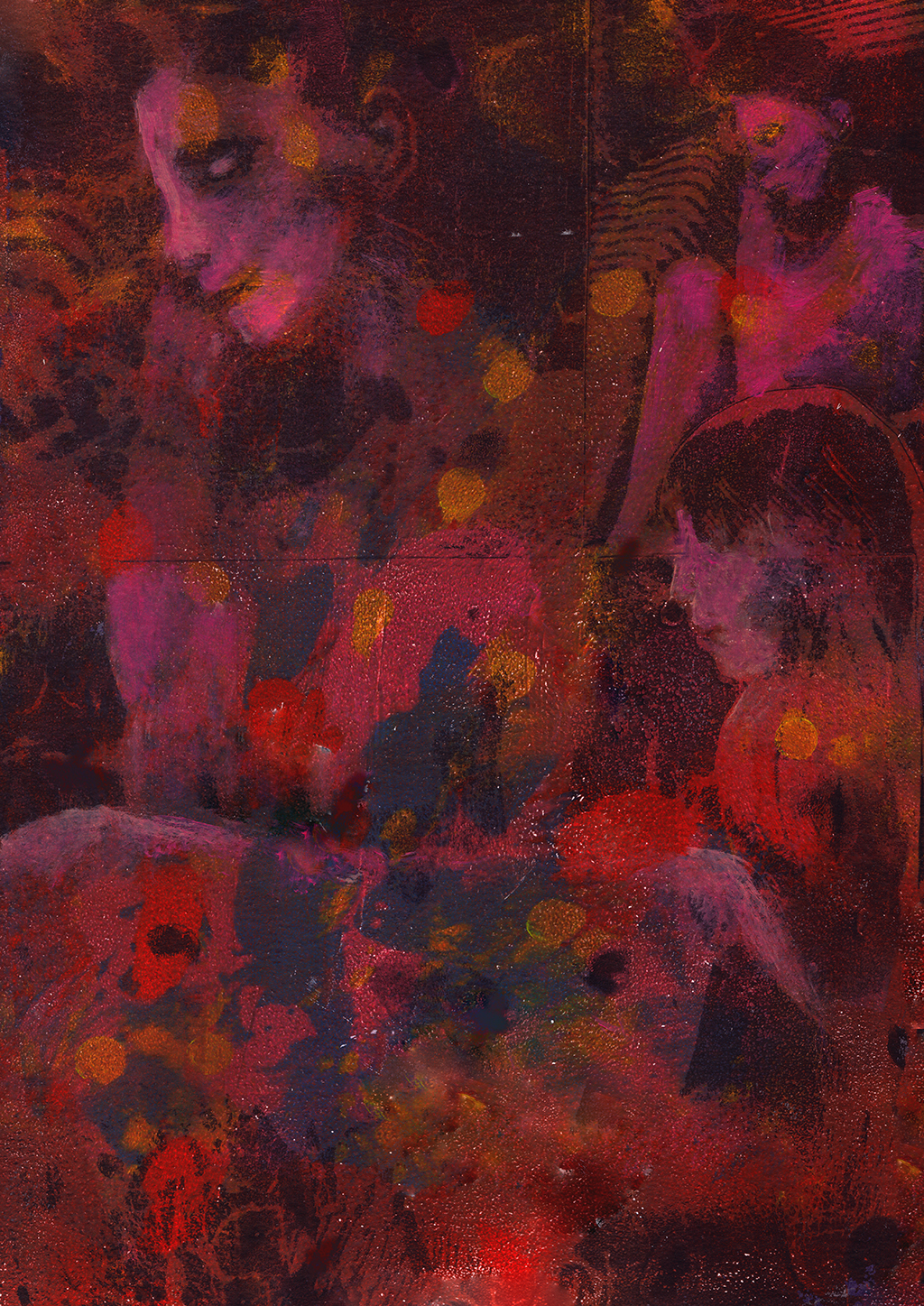 Grafika: Cmentarzysko, monotypia, Ula Marz, 2025