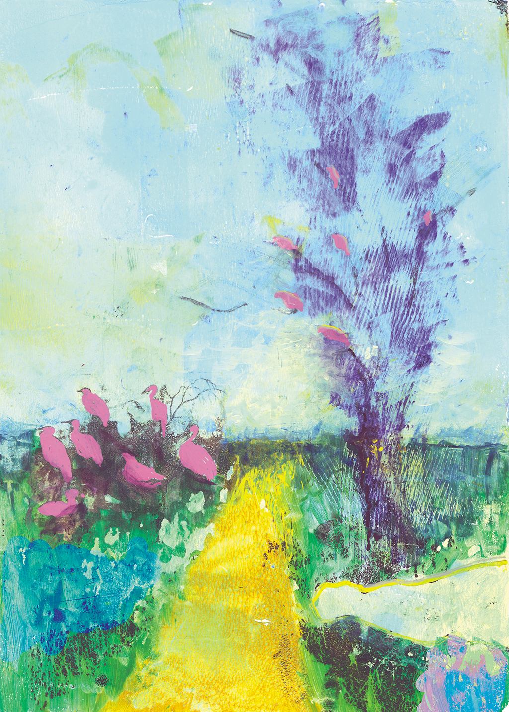 *Grafika: Kwiat Tanzanii, monotypia, Ula Marz, 2025