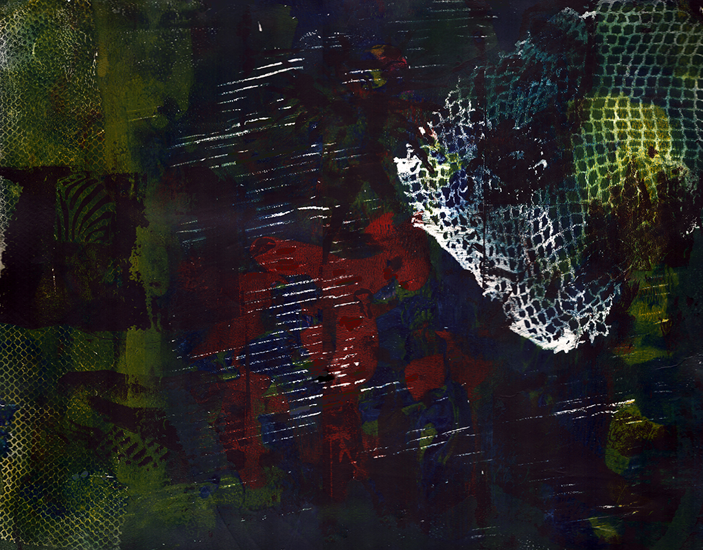 *Grafika: Pierścień Żywiołów, monotypia, Ula Marz, 2026